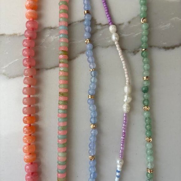 Seed Bead Purple, Pink, and Pearl Necklace - Picture 2 of 2